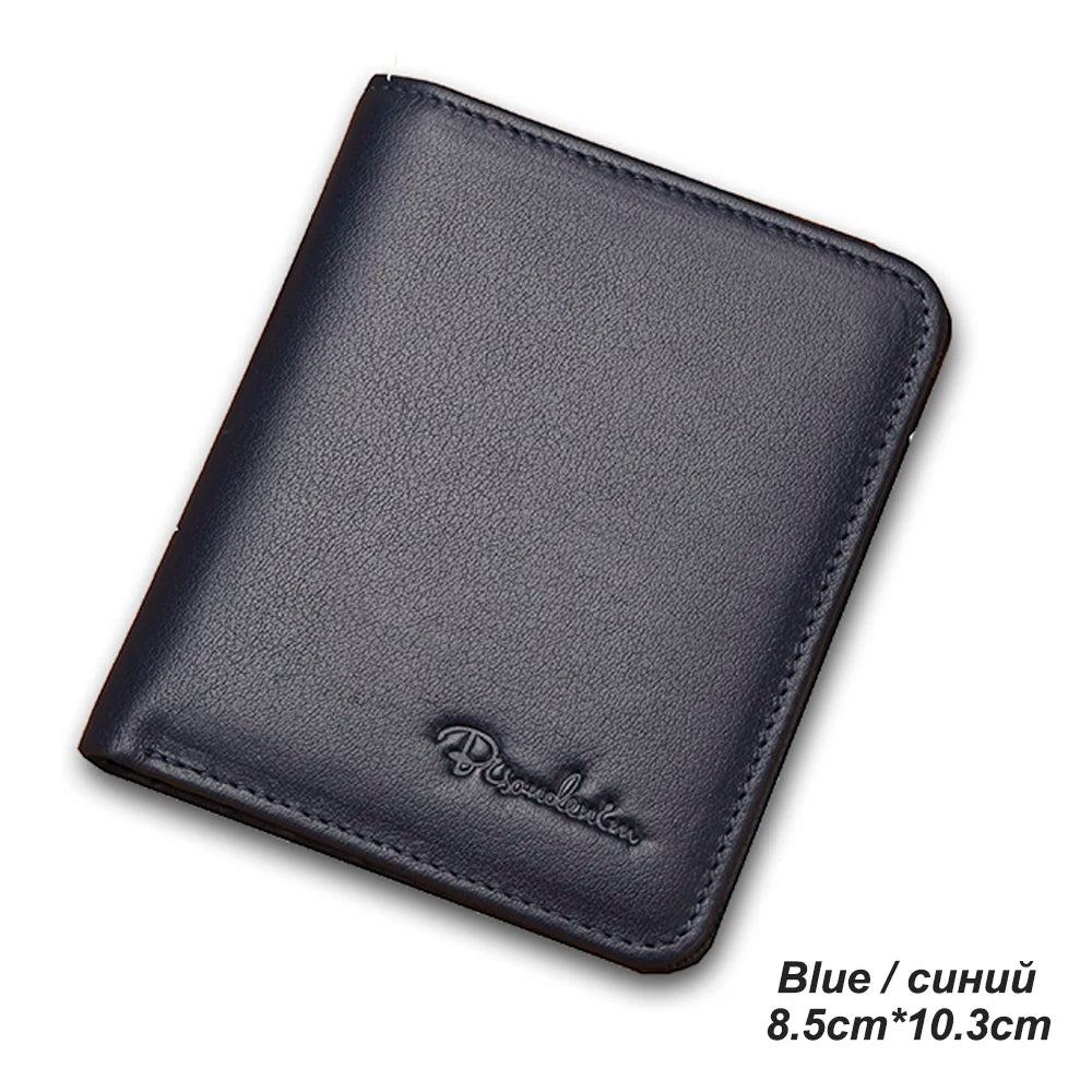 BISON DENIM Men Wallets Black Genuine Leather Purse For Men Business Card Holder Men's Wallet Mini N4429 - PST PS Tradings