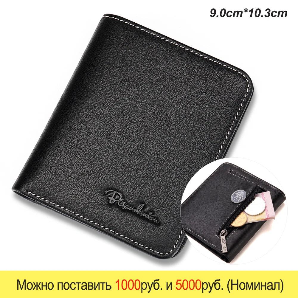 BISON DENIM Men Wallets Black Genuine Leather Purse For Men Business Card Holder Men's Wallet Mini N4429 - PST PS Tradings