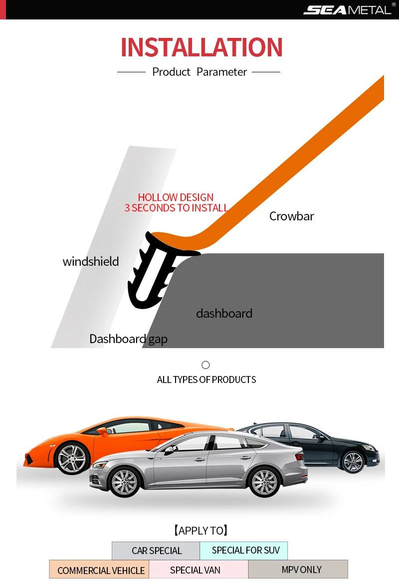 Car Sticker Dashboard Sealing Strip Noise Sound Insulation Rubber Strips Leakproof Weatherstrip Auto Anti Leak Strip Accessories - PST PS Tradings