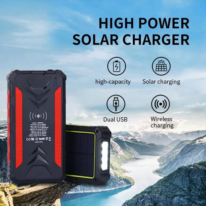 Power Bank mit Solar Station Wireless Fast Solar Power Bank Charger 36000mAh Lithium Polymer Battery Sola - Property & Safety Tradings