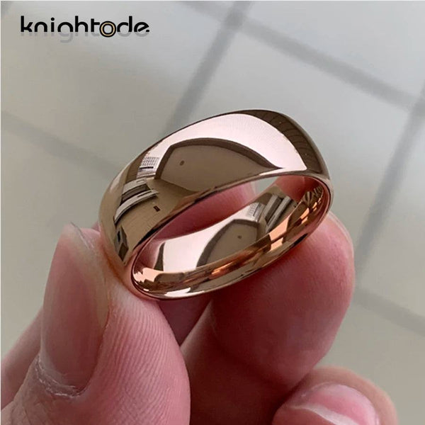 Classic Rose Gold Color Tungsten Wedding Ring For Women Men Carbide Engagement Band Dome Polished Finish Width 8mm 6mm - PST PS Tradings