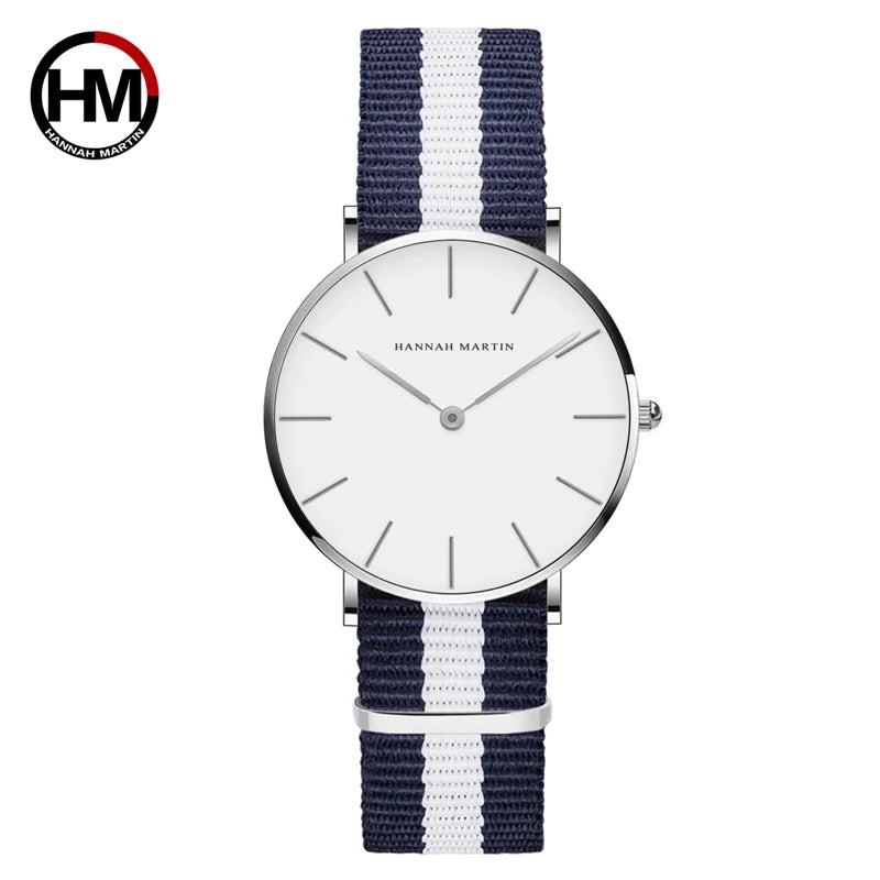 Classic Rose Red Dark Blue Nylon Strap Japan Quartz Movement Fashion Casual Wrist Watch Fabric thin Canvas Wristwatch For Women - PST PS Tradings