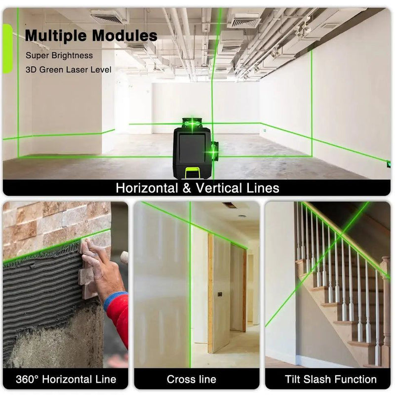 Clubiona CE Certificated 3D New ABS and PC Shell Shockproof Lines Laser Level with 5200mah BATTERY Work Separately Laser Lines Property & Safety Tradings