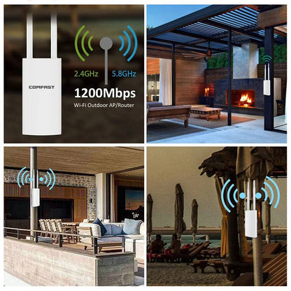 Comfast 300Mbps-1200Mbps Wireless Wifi Repeater Outdoor 2.4&5.8Ghz High Power Waterproof Street Extender Wifi Router Antenna AP - Property & Safety Tradings