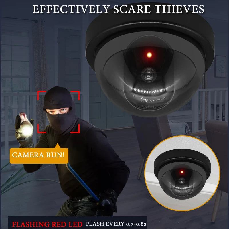 Creative Black Plastic Dome CCTV Dummy Camera Flashing Led Fake Camera Power Via AA Battery Surveillance Security System - PST PS Tradings