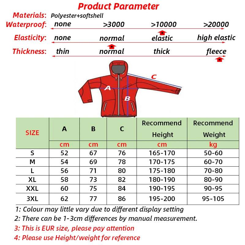 Custom Print New Softshell Jacket Men Waterproof Fleece Thermal Outdoor Hooded Hiking Coat Ski Trekking Camping Hoodie Clothing - Property & Safety Tradings