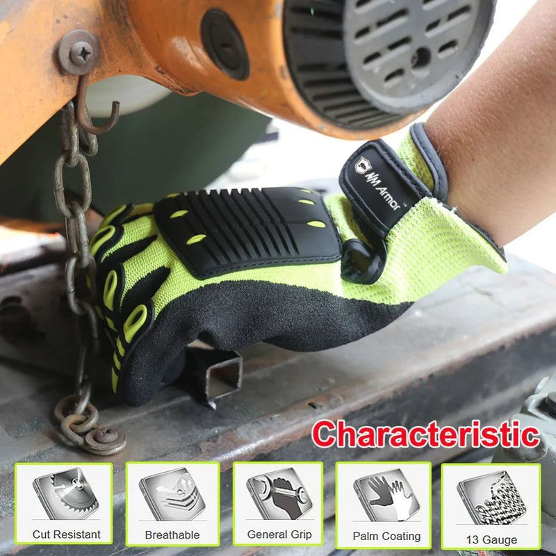 Cut Resistant Safety Work Glove Anti Vibration Anti Impact Oil-proof Protective With Nitrile Dipped Palm Glove for Working - PST PS Tradings