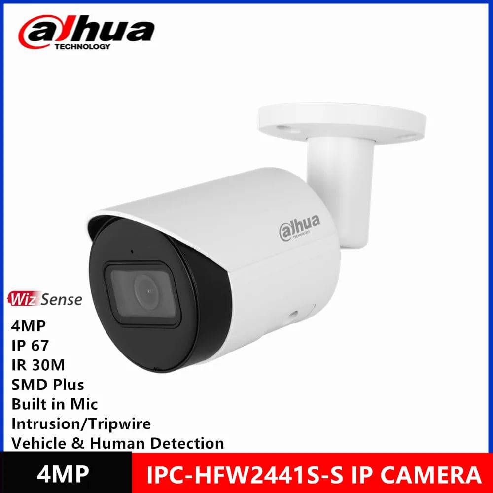 Dahua IPC-HFW2431S-S-S2 4MP IR30M & IPC-HFW2441S-S 4MP POE IR30M IP67 built in MIC SMD Plus Bullet WizSense Network ip Camera - Property & Safety Tradings