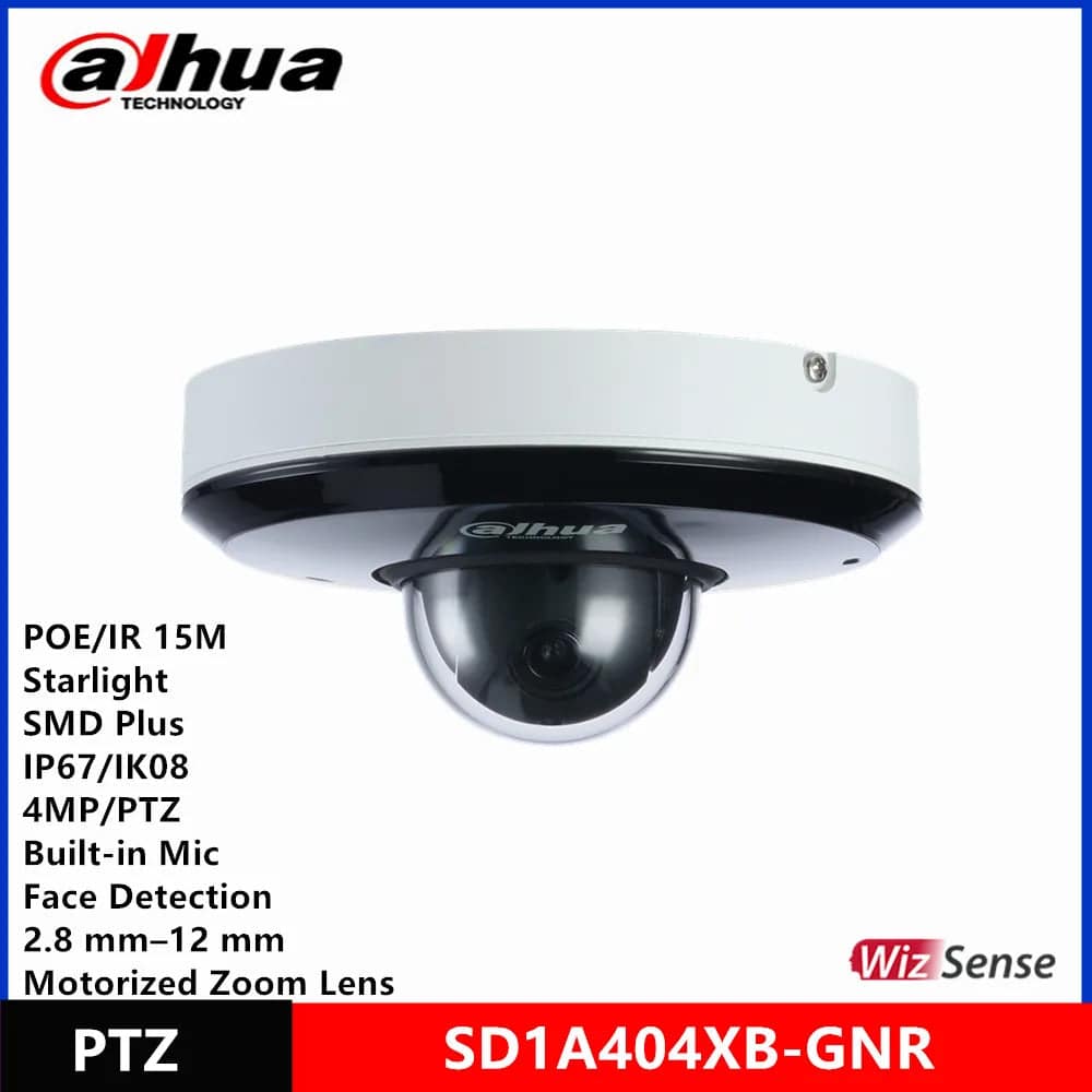 Dahua SD1A404XB-GNR & SD1A404DB-GNY IR15m 4MP built-in MIC 2.8-12mm varifocal motorized lens 4X Starlight PTZ POE AI Camera - Property & Safety Tradings