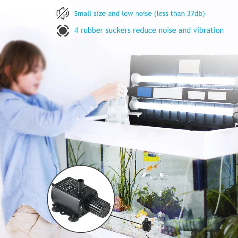 Decdeal USB DC5V 4.8W/2.4W Ultra-quiet Mini Brushless Water Pump Waterproof Submersible Fountain Aquarium Circulating 300L/H - PST PS Tradings