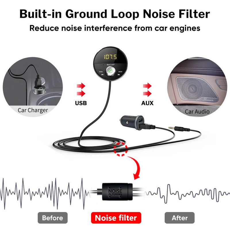 Deelife Bluetooth AUX Adapter in Car Handsfree Kit BT 5.0 Audio Receiver for Auto Phone Hands Free Carkit FM Transmitter - PST PS Tradings