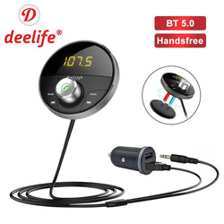 Deelife Bluetooth AUX Adapter in Car Handsfree Kit BT 5.0 Audio Receiver for Auto Phone Hands Free Carkit FM Transmitter - PST PS Tradings