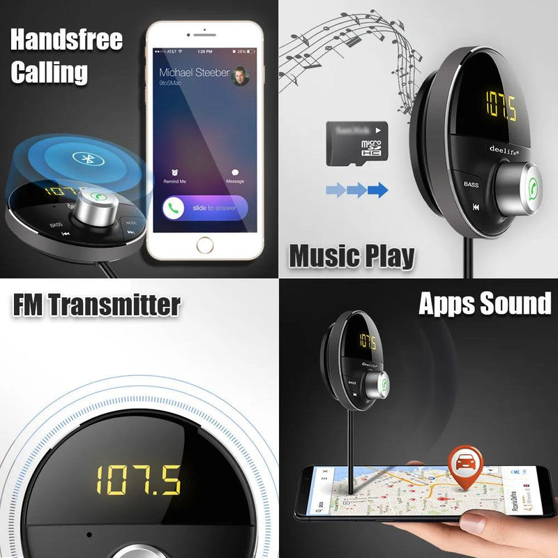 Deelife Bluetooth AUX Adapter in Car Handsfree Kit BT 5.0 Audio Receiver for Auto Phone Hands Free Carkit FM Transmitter - PST PS Tradings