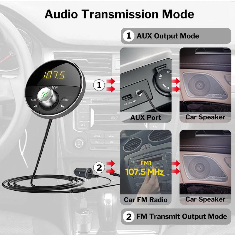 Deelife Bluetooth AUX Adapter in Car Handsfree Kit BT 5.0 Audio Receiver for Auto Phone Hands Free Carkit FM Transmitter - PST PS Tradings