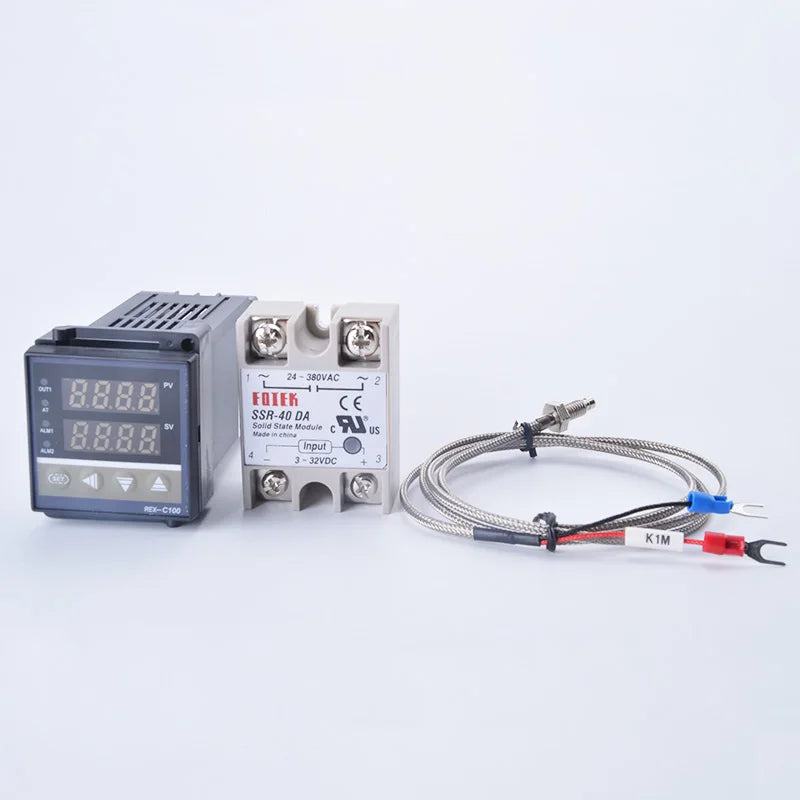 Digital PID Temperature Controller  REX-C100 REX C100 thermostat  + 40DA SSR  Relay+ K Thermocouple 1m Probe RKC