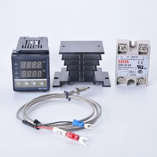 Digital PID Temperature Controller  REX-C100 REX C100 thermostat  + 40DA SSR  Relay+ K Thermocouple 1m Probe RKC