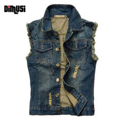 DIMUSI Summer Mens Ripped Denim Vest Male Tank Top Washed jeans waistcoat Man Retro Cowboy Hip Hop Sleeveless Jacket 6XL,YA564