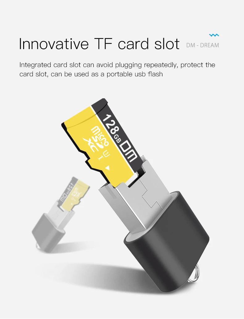 DM CR015 Micro SD Card Reader with innovative TF card slot change the card reader into a usb flash drive for computer or for car