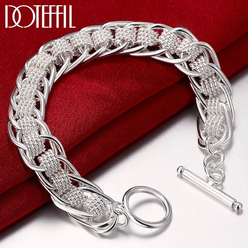 DOTEFFIL 925 Sterling Silver 18K Gold Lady Bracelet Many Circle Charm Bracelets Jewelry for Women Men Wholesale Wedding Gift - PST PS Tradings