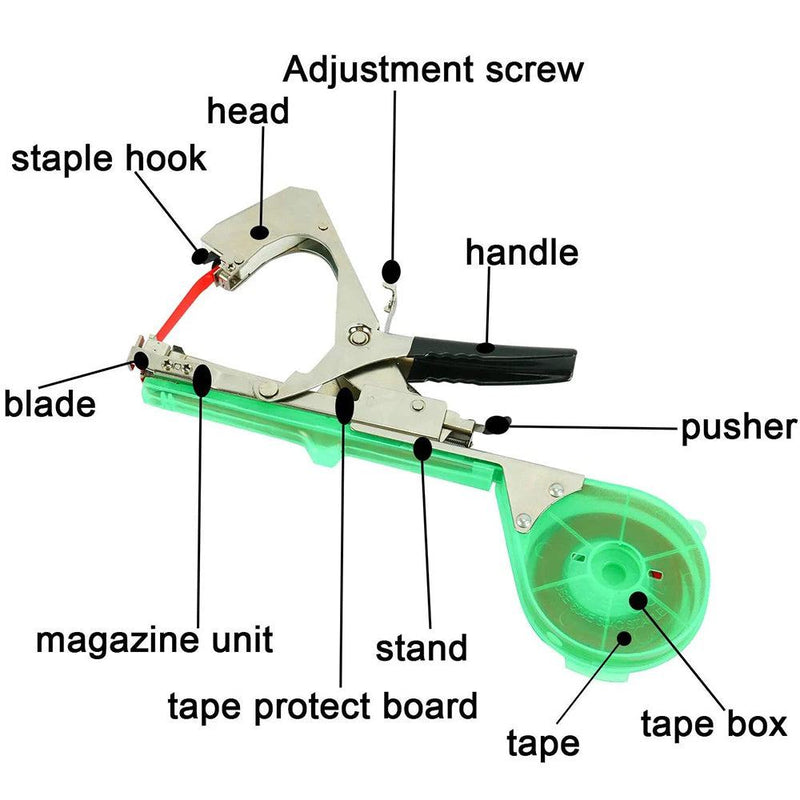 Drtools New High Quality Plant Branch Hand Tying Staples +Tapener +TapesBinding Machine Flower Vegetable Garden tapetool 1set