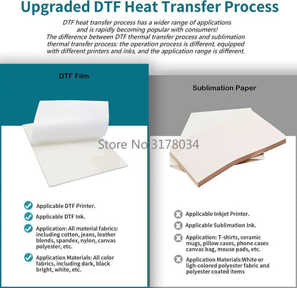 DTF Transfer Film Paper PET Heat Transfer Paper A4 Double-Sided Glossy Clear Pretreat Film for DTF Epson Inkjet Printer - PST PS Tradings