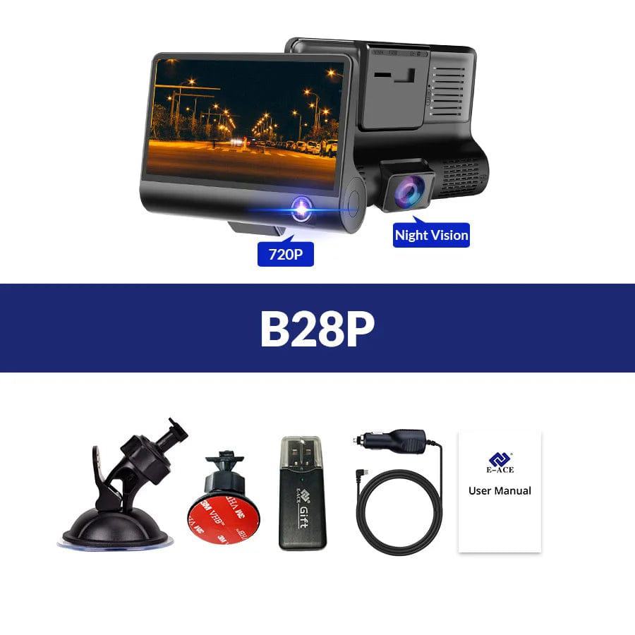 E-ACE B28P Car DVR 3 Cameras Lens 4.0 Inch Dash Camera Dual Lens Suppor Rearview Camera Video Recorder Auto Registrator Dash Cam - PST PS Tradings