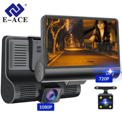 E-ACE B28P Car DVR 3 Cameras Lens 4.0 Inch Dash Camera Dual Lens Suppor Rearview Camera Video Recorder Auto Registrator Dash Cam - PST PS Tradings