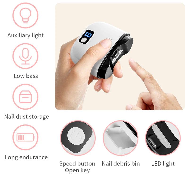 Electric Nail Clipper 3Speed Levels Automatic Nail Clipper Nail Clip Storage and LCD Light USB for Adults Seniors Babies Kids - PST PS Tradings