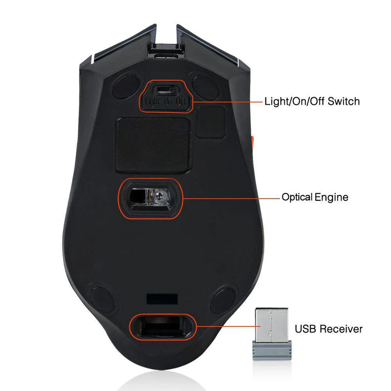 2400DPI Gaming Wireless Mouse Slient Button Computer Mouse Built-in Lithium Battery 2.4G Optical Engine Mouse For PC/Laptop