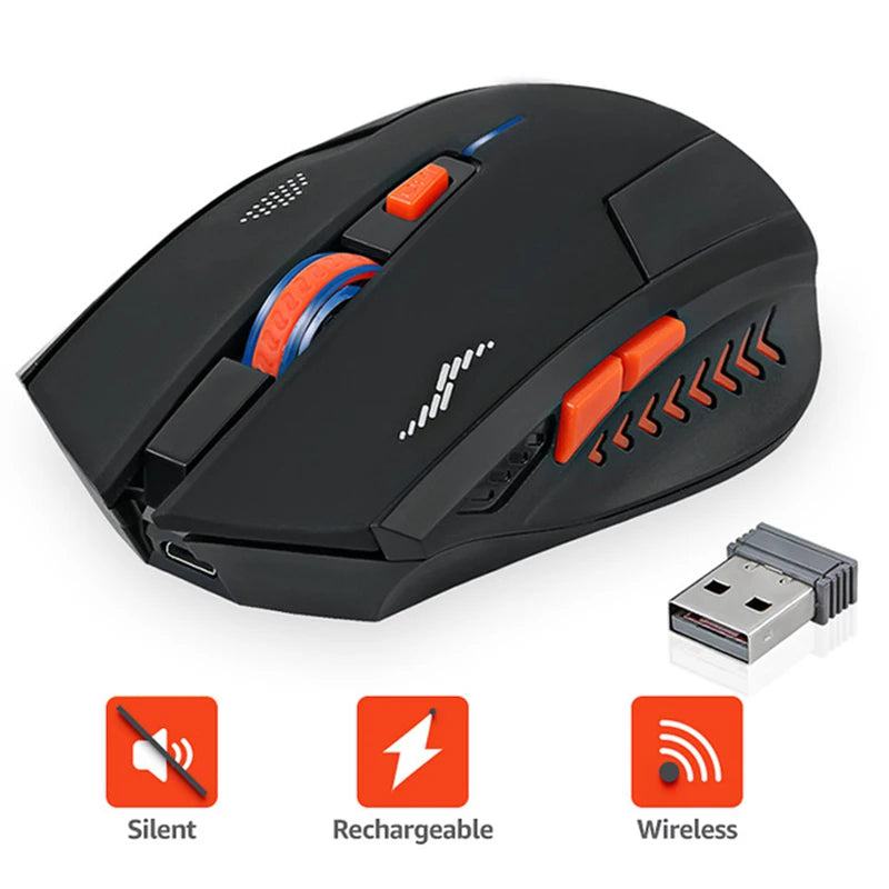 2400DPI Gaming Wireless Mouse Slient Button Computer Mouse Built-in Lithium Battery 2.4G Optical Engine Mouse For PC/Laptop