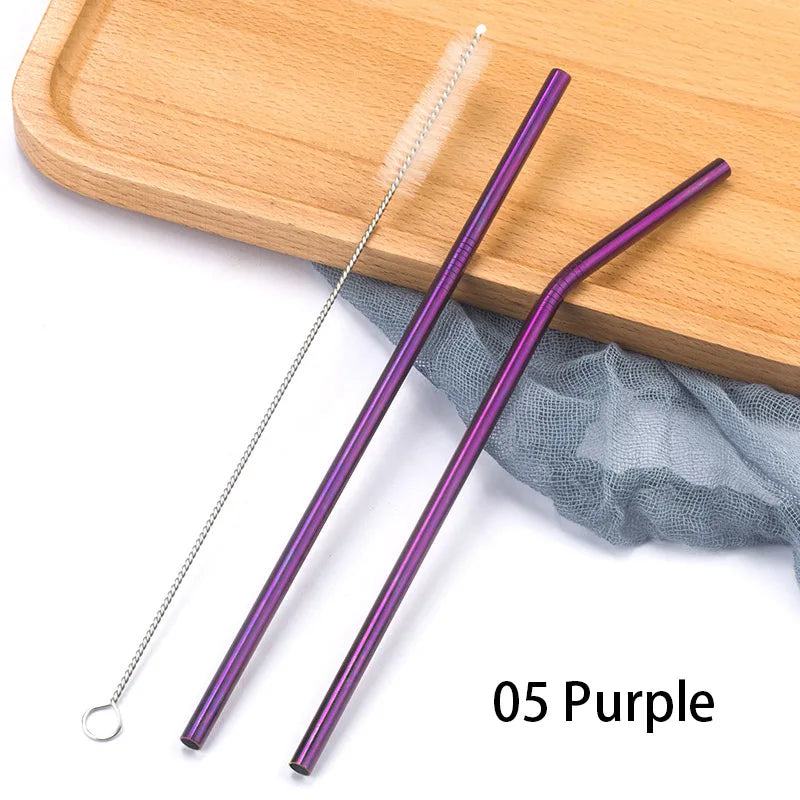 FAIS DU 304 Stainless Steel Straws Reusable Straight Bent Metal Drinking Straw With Cleaner Brush Set Party Bar Accessory - PST PS Tradings