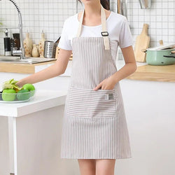 Fashion Simple SmallFresh Stripe Kitchen Antifoul Apron Pinafore Woman Cooking Accessories Cafe Restaurant Flower Shop Overalls - PST PS Tradings