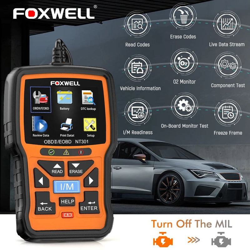 FOXWELL NT301 OBD2 Scanner Check Engine Code Reader Professional ODB2 OBD2 Automotive Scanner Car Diagnostic Tools PK ELM327 - PST PS Tradings