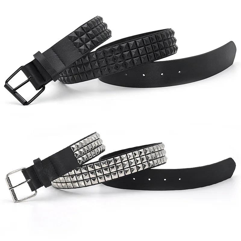 GAOKE Pyramid Rivet Waist Men&Women's Studded LeatherBelt Punk Rock hardware With Pin Buckle Drop Shipping Waistbrand Black jean - PST PS Tradings