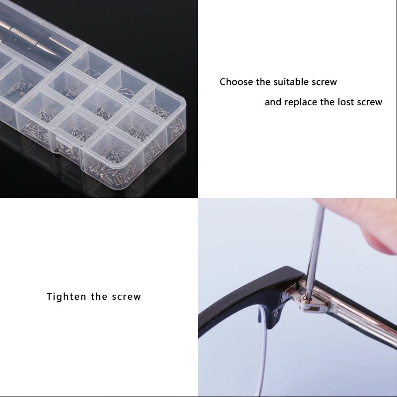 Glasses Screwdriver Screws Sets Eyeglasses Sunglasses Repair Tool  Kit   Nuts Nose Pad Optical Repair Tool Parts Assorted Kit