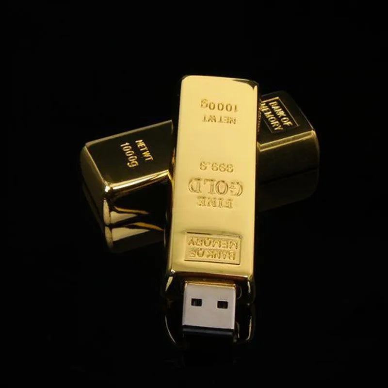 golden usb flash drive Metal pen drive 4GB 8GB 16GB 32GB 64GB Gold Bar USB2.0 Flash memory pendrive Bullion Stick disk gift - PST PS Tradings