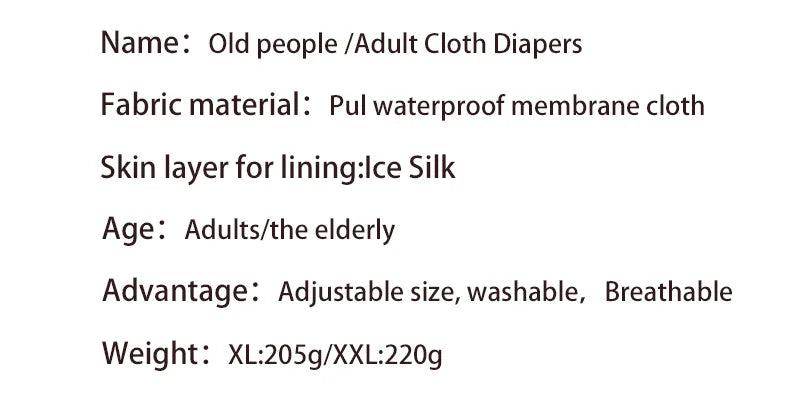 Ice Silk Adult Cloth Disaper Waterproof Old Man's Diaper Pants Reusable Diapers Trouser Pocket Anti-leak Breathable Nappy Pads - PST PS Tradings