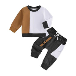 Infant Baby Boy 2Pcs Fall Outfits Long Sleeve Contrast Color Sweatshirt + Pants Set Spring Clothes 6M-4T - PST PS Tradings