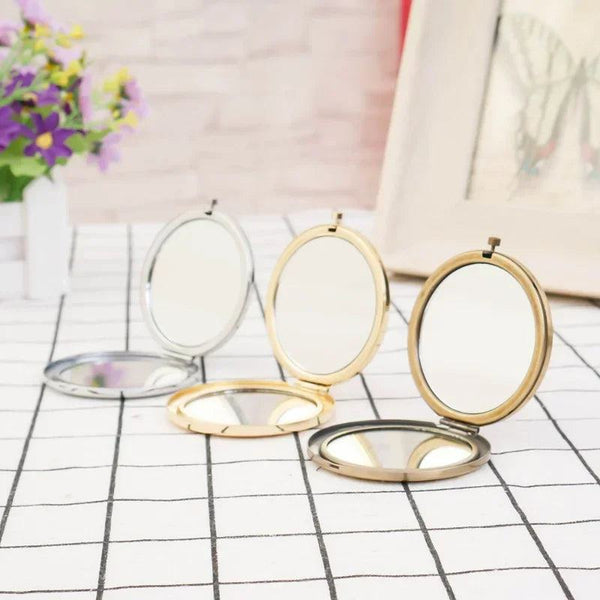 Ins Portable Simple Stainless Steel Double-sided Make Up Mirror Handheld Pocket Folding Vanity Mirror Beauty Makeup Accessories - PST PS Tradings