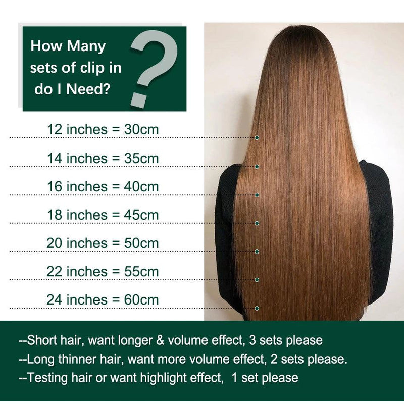 Isheeny 14"-24" Clip In Human Hair Extensions Brazilian Remy Natural Clip Human Hair Extension Real Natural Clip On 80G-140G - PST PS Tradings