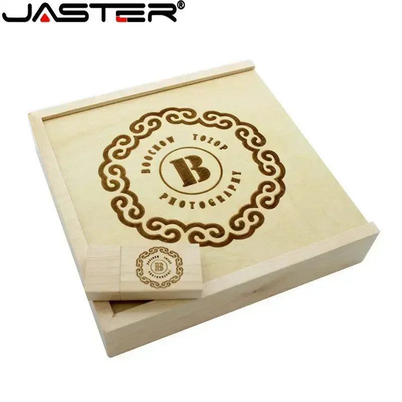 JASTER (1 PCS Free LOGO) Photo Unique Album Walnut Wood USB+Box Pendrive USB Flash Drive 8GB 16GB 32GB 64GB 128GB Photography - PST PS Tradings