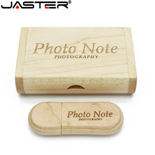 JASTER 1PCS free custom logo laser engraving wooden+Box pendrive 4GB 8GB 16GB 32GB 64GB USB Flash Drive photography gift - PST PS Tradings