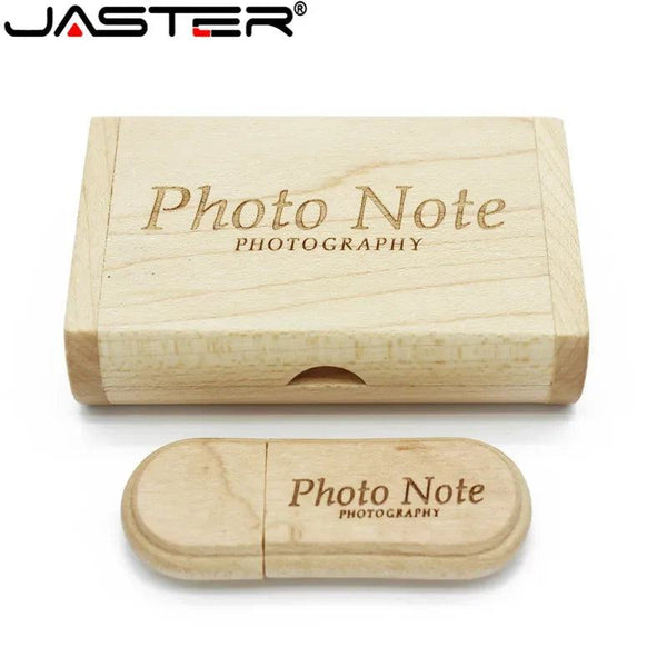 JASTER 1PCS free custom logo laser engraving wooden+Box pendrive 4GB 8GB 16GB 32GB 64GB USB Flash Drive photography gift - PST PS Tradings