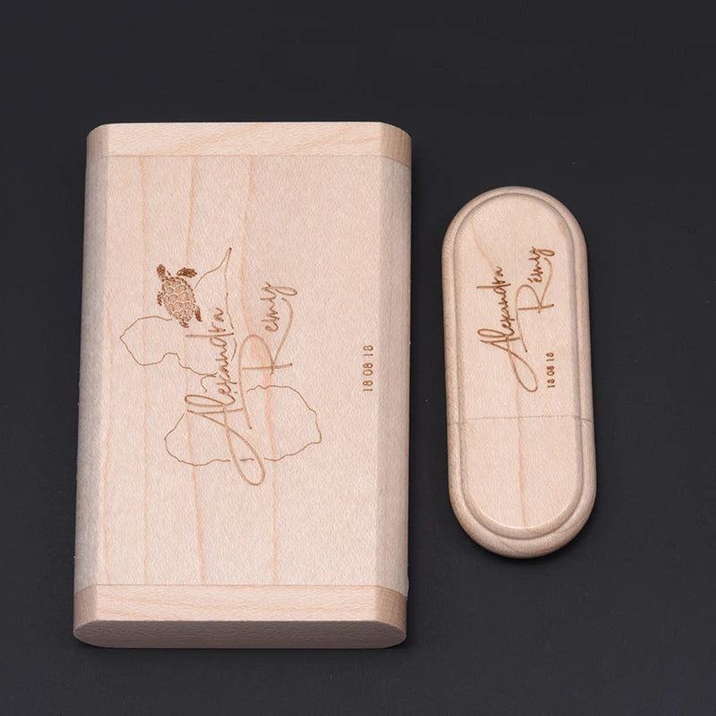 JASTER 1PCS free custom logo laser engraving wooden+Box pendrive 4GB 8GB 16GB 32GB 64GB USB Flash Drive photography gift - PST PS Tradings