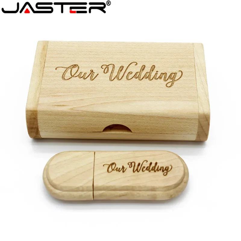 JASTER 1PCS free custom logo laser engraving wooden+Box pendrive 4GB 8GB 16GB 32GB 64GB USB Flash Drive photography gift - PST PS Tradings