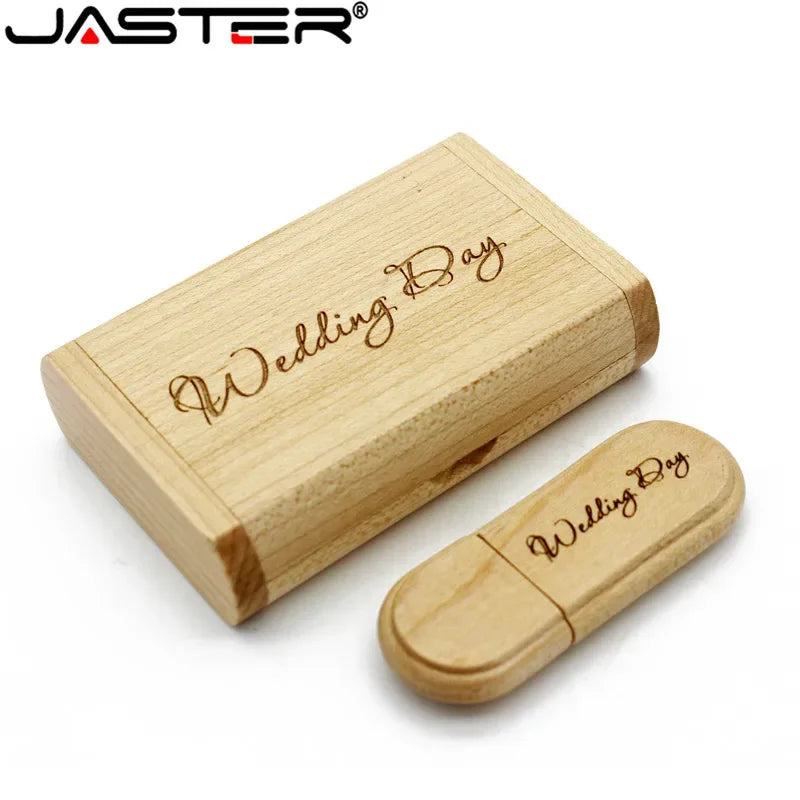 JASTER 1PCS free custom logo laser engraving wooden+Box pendrive 4GB 8GB 16GB 32GB 64GB USB Flash Drive photography gift - PST PS Tradings