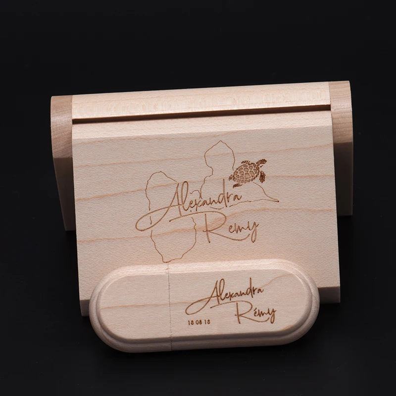 JASTER 1PCS free custom logo laser engraving wooden+Box pendrive 4GB 8GB 16GB 32GB 64GB USB Flash Drive photography gift - PST PS Tradings