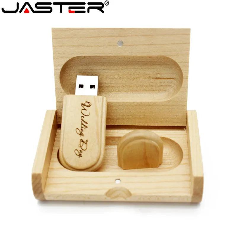 JASTER 1PCS free custom logo laser engraving wooden+Box pendrive 4GB 8GB 16GB 32GB 64GB USB Flash Drive photography gift - PST PS Tradings