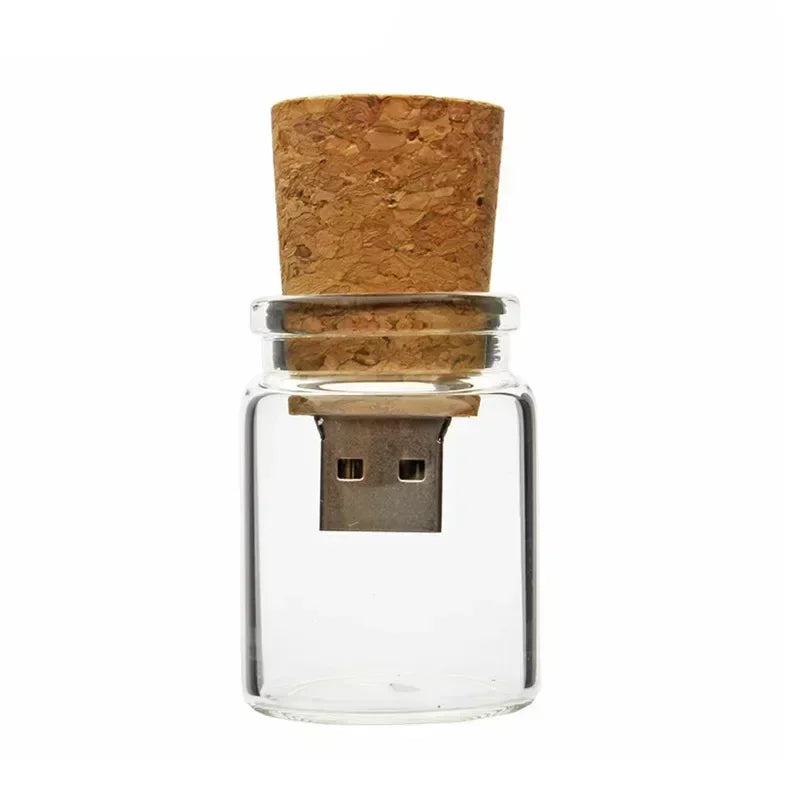 JASTER Glass Drift Bottle With Cork USB Flash Drive (Transparent) Pendrive 4GB 8GB 16GB 32GB 64GB 128GB Fashion Current Gift - PST PS Tradings