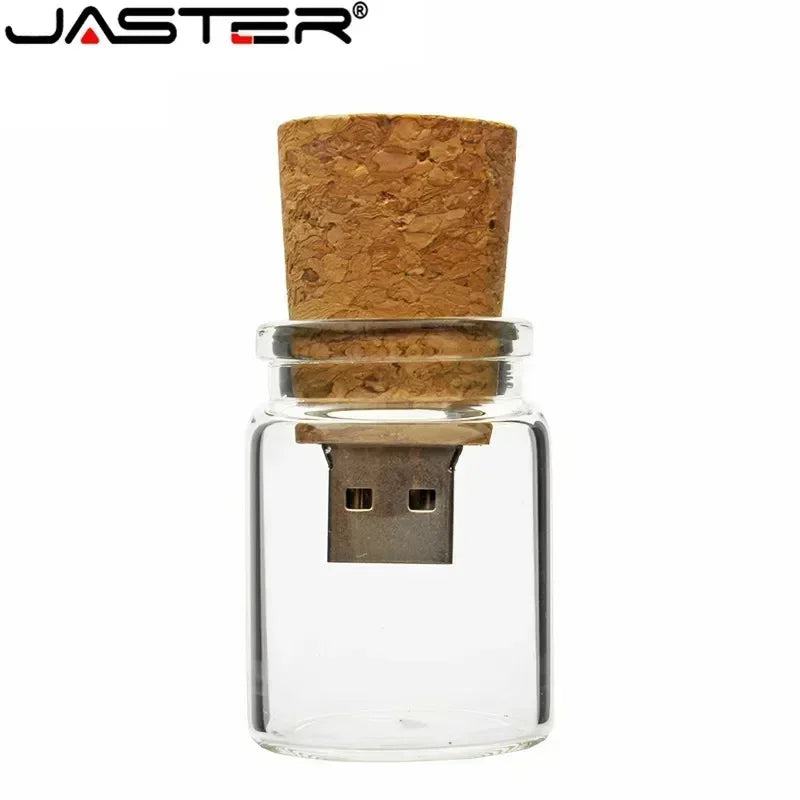 JASTER Glass Drift Bottle With Cork USB Flash Drive (Transparent) Pendrive 4GB 8GB 16GB 32GB 64GB 128GB Fashion Current Gift - PST PS Tradings